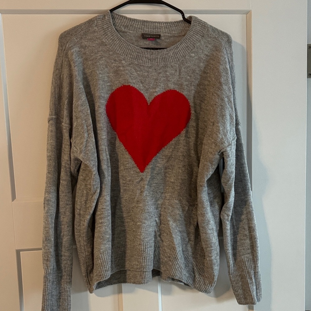 Vince Camuto Gray Sweater with Red Heart